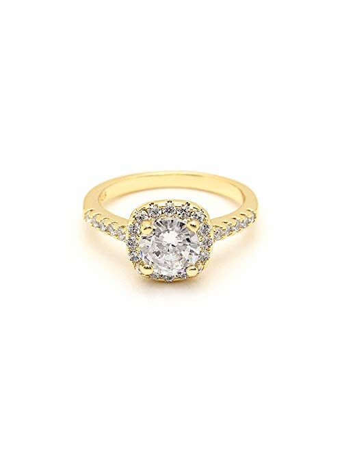 UFOORO CZ Ring Solitaire Crystal Women's Engagement Rings Cubic Zirconia Wedding Band Gift