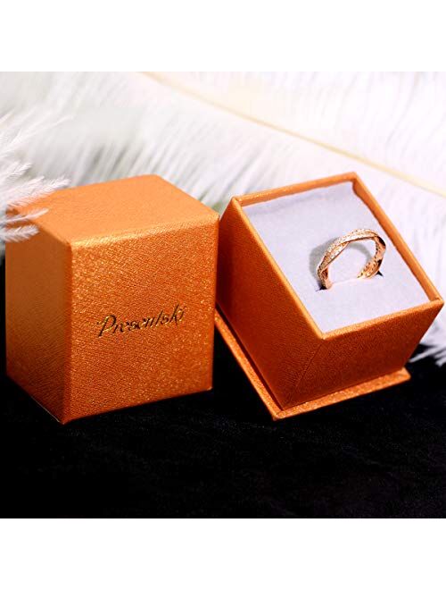 Presentski 925 Sterling Silver Rose Gold-Plated Engagement Wedding Rings with Cubic Zirconia,Promise Rings for her