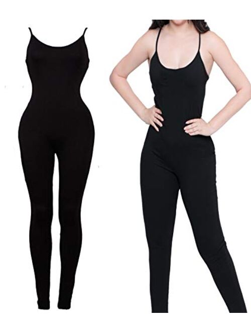 Women Bodysuit Romper Jumpsuits One Piece Body Full Suit Strap Tank with Long Pants Leggings Bodycon Sexy Tight Playsuit