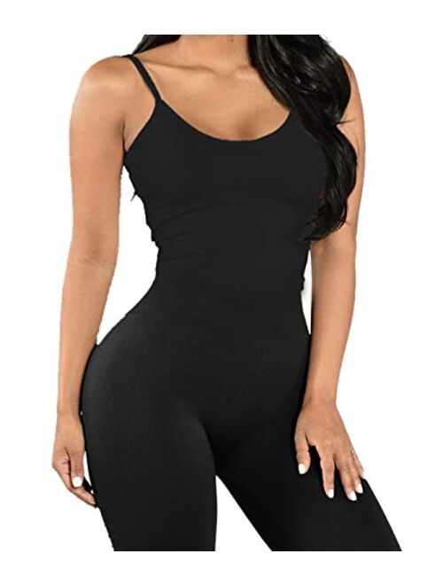 Women Bodysuit Romper Jumpsuits One Piece Body Full Suit Strap Tank with Long Pants Leggings Bodycon Sexy Tight Playsuit