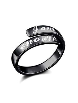 925 Sterling Silver Ring I am Enough Adjustable Rings for Women Girls