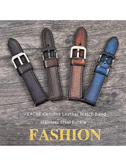 EACHE Quick Release Genuine Leather Watch Band 20mm 22mm 24mm Handmade Retro Leather Watch Straps For Men Women