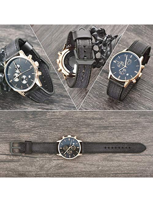 EACHE Quick Release Genuine Leather Watch Band 20mm 22mm 24mm Handmade Retro Leather Watch Straps For Men Women