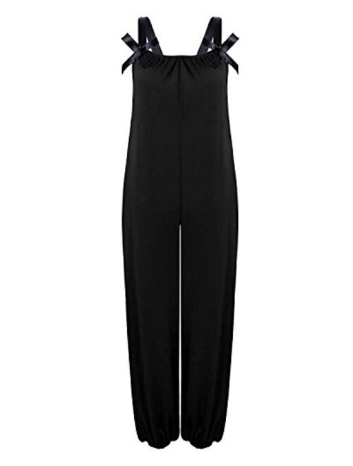 Women's Jumpsuits Casual Solid Color Loose Fit Baggy Harem Overall Jumpsuit Sleeveless Spaghetti Strap Long Pants Rompers