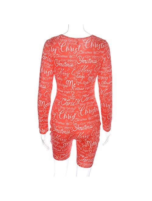 Mylleure Women Christmas Long Sleeve Short Jumpsuit Button Down V Neck One Piece Bodysuit Halloween Romper Pajama Party