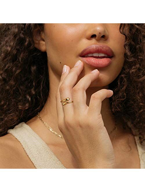 ChicSilver 925 Sterling Silver Ring Minimalist Teardrop High Polish Tarnish Resistant Comfort Fit Open Adjustable Ring Promise Ring for Women(with Gift Box)