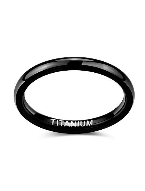TIGRADE Black Titanium Ring 2mm 4mm 6mm 8mm Dome High Polished Wedding Band Size 4-15