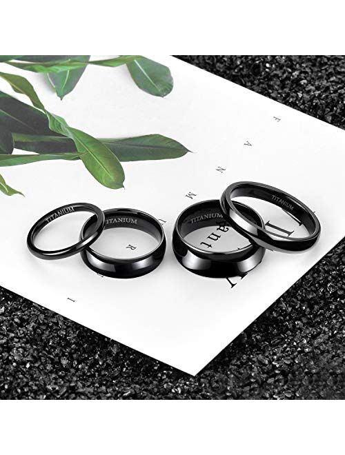 TIGRADE Black Titanium Ring 2mm 4mm 6mm 8mm Dome High Polished Wedding Band Size 4-15