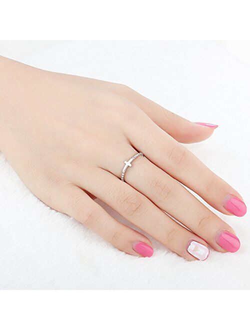 925 Sterling Silver Christian Religious Cross Classical Simple Plain Ring
