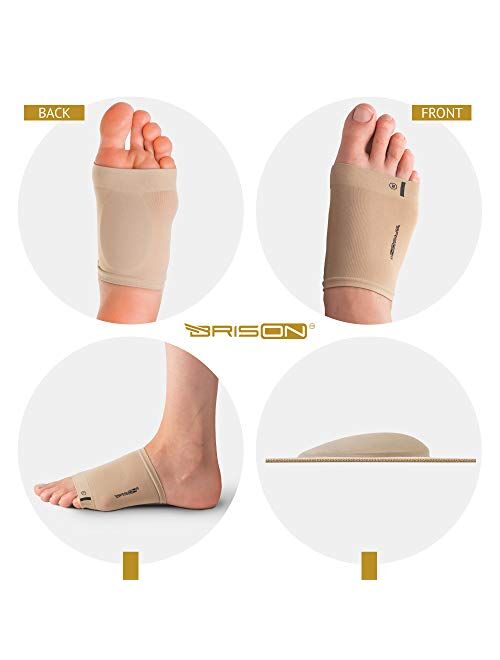 Metatarsal Compression Arch Support Sleeve Cushioned Arch Support Soft Elastic Reusable Gel Pad Fabric Arch Socks for Flat Foot Pain Relief Plantar Fasciitis Heel Spurs W
