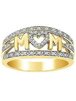 Rhodium Plated Mom's Ring Mother's Day Birthday Gift