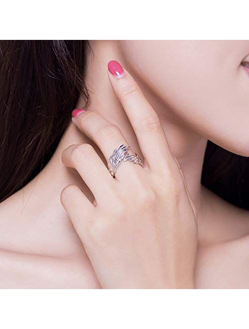 BAMOER 925 Sterling Silver Unique Original Design Cute Ring for Girl, Platinum Plated Beautiful Adjustable Rings