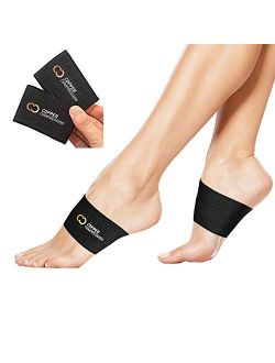 Copper Compression Copper Arch Support - 2 Plantar Fasciitis Braces/Sleeves. Guaranteed Highest Copper Content. Foot Care, Heel Spurs, Feet Pain, Flat Arches (1 Pair Blac