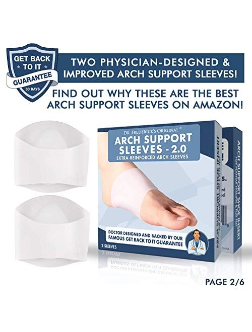 Dr. Frederick's Original Arch Support Sleeves 2.0 - Doctor Developed Flat Foot Arch Supports - 2 Pieces - Small/Medium