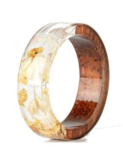 8mm Transparent Acrylic Resin Wood Ocean Style Wedding Band Anniversary Ring