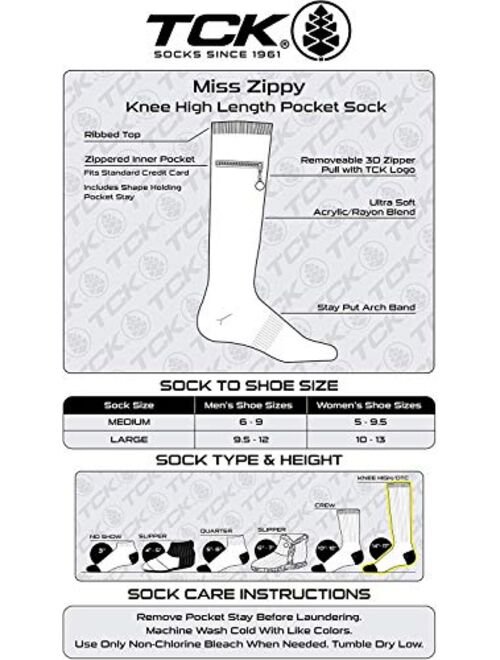 IQ Knee High Socks with Pocket 2 Pairs (Black & Grey, Medium)