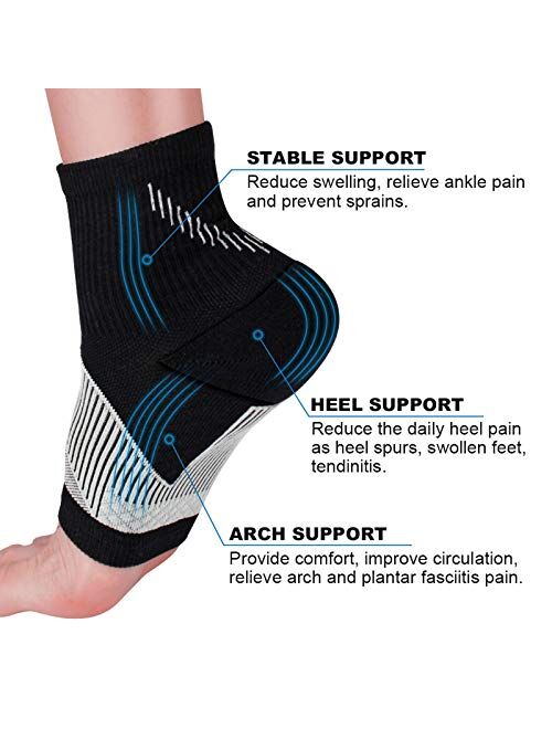 Plantar Fasciitis Socks(1/2/6 Pairs) for Achilles Tendonitis Relief, Best Compression Foot Sleeves with Arch Support for Plantar Fasciitis, Heel Pain, Foot & Ankle Suppor