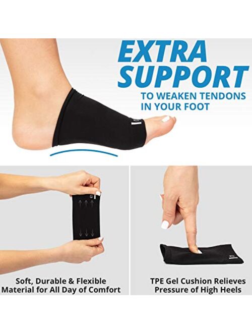 Arch Support Brace for Flat Feet with Gel Pad Inside - 2 Pairs - Plantar Fasciitis Support Brace - Compression Arch Sleeves for Women, Men - Foot Pain Relief for Planter 