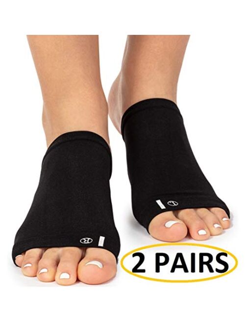 Arch Support Brace for Flat Feet with Gel Pad Inside - 2 Pairs - Plantar Fasciitis Support Brace - Compression Arch Sleeves for Women, Men - Foot Pain Relief for Planter 