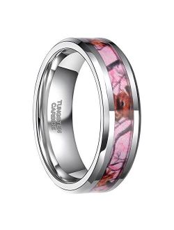 Frank S.Burton 6mm 8mm Camo Tungsten Rings Deer Antlers Hunting Camouflage Engagement Wedding Band Size 4-14