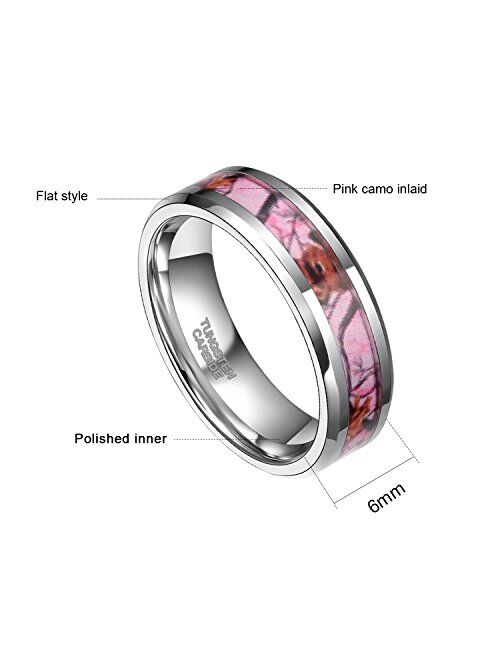 Frank S.Burton 6mm 8mm Camo Tungsten Rings Deer Antlers Hunting Camouflage Engagement Wedding Band Size 4-14