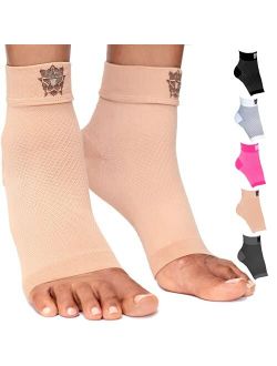 Plantar Fasciitis Socks, Compression Foot Sleeves with Arch Support for Men and Women, Black, Large