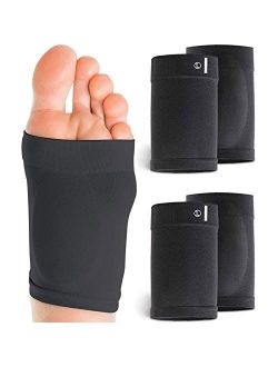 Ailaka 2 Pairs Compression Arch Support Sleeves, Cushioned Arch Support Braces Gel Pads for Flat Foot Pain Relief Plantar Fasciitis Heel Spurs