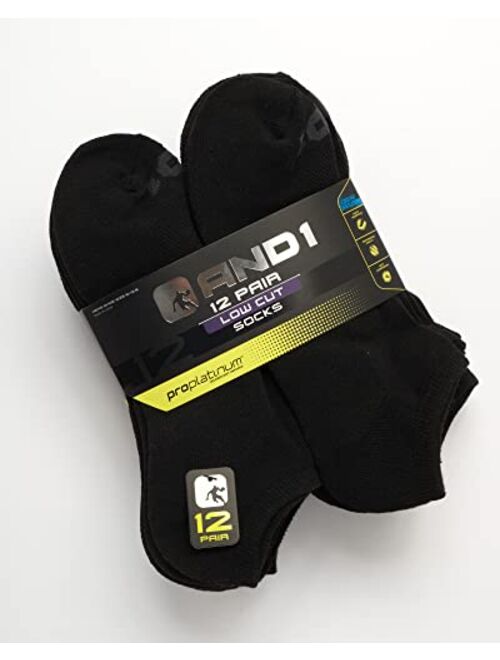 AND1 Men's Athletic Arch Compression Cushion Comfort Low Cut Socks (12 Pack)