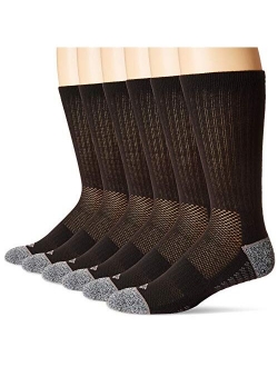 Men's Pique Weave Crew Socks with Arch Support, 6 Pairs, 10-13