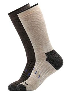 Avalanche Men's Quick Drying Merino Wool Blend Crew Socks With Arch Support 2-Pack