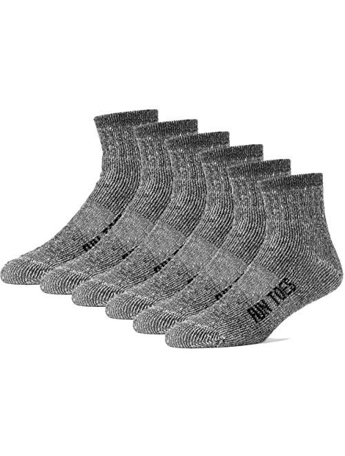 FUN TOES Merino Wool Ankle Socks 6 Pairs Arch Support and Cushioning Heel to Toe Reinforcement Ideal for Hiking