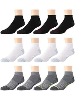 Men's Athletic Arch Compression Cushion Comfort Quarter Socks (12 Pack)