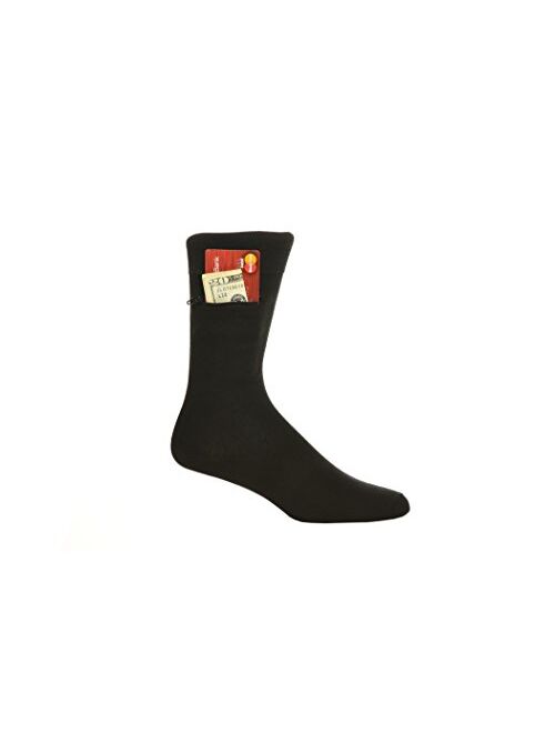 Pocket Socks by Zip It Gear - Dress Socks - Women's (Shoe Size 6-9), 3-Pack, Black