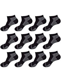 TECHSOCK Athletic Socks for Men – Ankle Socks Arch Support – 12 Pack