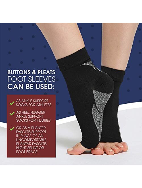 Buttons & Pleats Plantar Fasciitis Socks with Arch & Ankle Support Foot Care Compression Sock