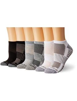 womens Pique Weave Mesh Top No Show Socks With Arch Support, 6 Pairs
