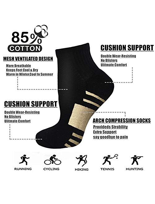 Copper Compression Socks for Men & Women Circulation- Arch Ankle Support for Athletic Running Medical Cycling
