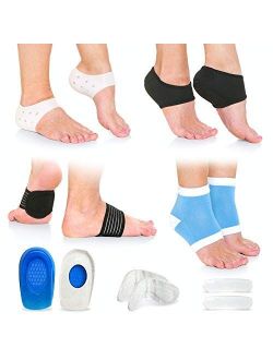 Plantar Fasciitis Foot Pain Relief 14-Piece Kit – Premium Planter Fasciitis Support, Gel Heel Spur & Therapy Wraps, Compression Socks, Foot Sleeves, Arch Supports, Heel C