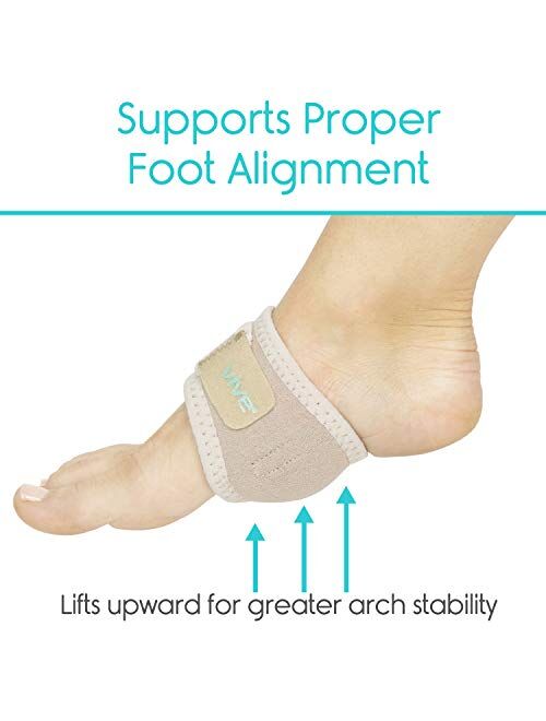 Vive Arch Support Brace (Pair) - Plantar Fasciitis Gel Strap for Men, Woman - Orthotic Compression Support Wrap Aids Foot Pain, High Arches, Flat Feet, Heel Fatigue - Ins