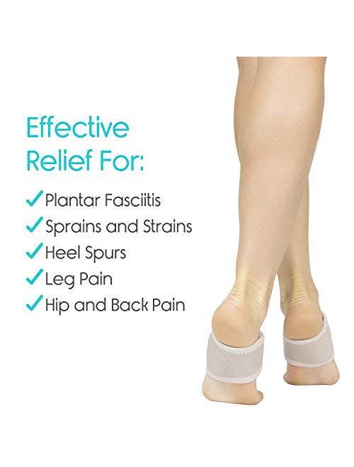 Vive Arch Support Brace (Pair) - Plantar Fasciitis Gel Strap for Men, Woman - Orthotic Compression Support Wrap Aids Foot Pain, High Arches, Flat Feet, Heel Fatigue - Ins