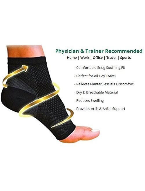 Lumenon 2 Pairs Plantar Fasciitis Socks with Arch Support Eases Swelling & Heel Spurs, Ankle Brace Support, Increases Circulation, Relieve Pain Fast