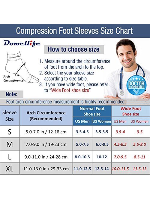 Dowellife Plantar Fasciitis Socks, Ankle Brace Compression Support Sleeves & Arch Support, Foot Compression Sleeves, Ease Swelling, Achilles Tendonitis, Heel Spur for Men