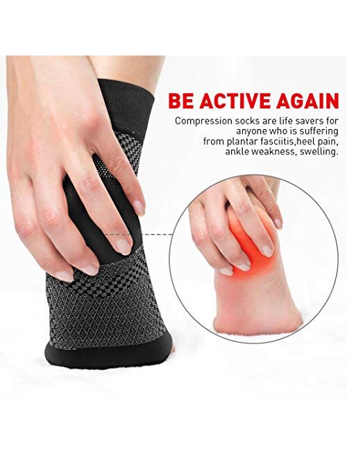 Ankle Brace for Men Women 2 Pairs AVIDDA Plantar Fasciitis Socks with Arch Support Compression Foot Sleeve for Achilles Tendon Support Sprained Ankle Swelling Flat Feet B