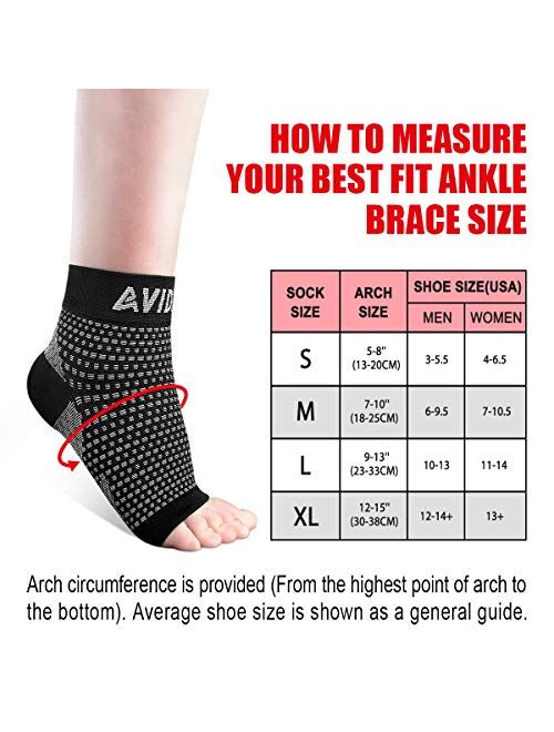 Ankle Brace for Men Women 2 Pairs AVIDDA Plantar Fasciitis Socks with Arch Support Compression Foot Sleeve for Achilles Tendon Support Sprained Ankle Swelling Flat Feet B