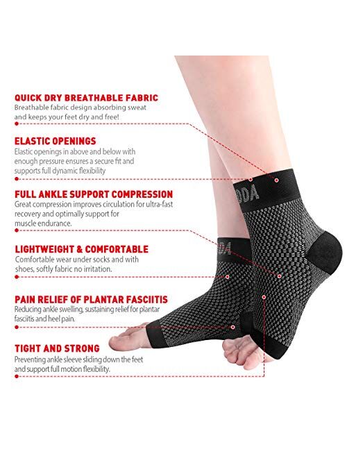 Ankle Brace for Men Women 2 Pairs AVIDDA Plantar Fasciitis Socks with Arch Support Compression Foot Sleeve for Achilles Tendon Support Sprained Ankle Swelling Flat Feet B
