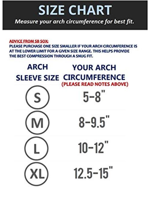 SB SOX Compression Arch Sleeves for Men & Women - Perfect Option to Our Plantar Fasciitis Socks - For Plantar Fasciitis Pain Relief and Treatment for Everyday Use with Ar