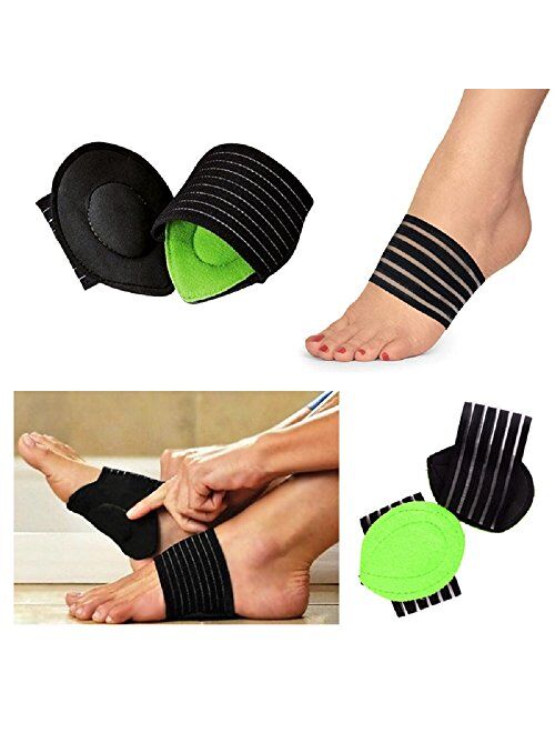 Cushioned Plantar Fasciitis Foot Arch Support Sleeves - Soft Foam Compression Pad Pain Relief for Fallen Arches - Unisex Single Pair - Universal Size