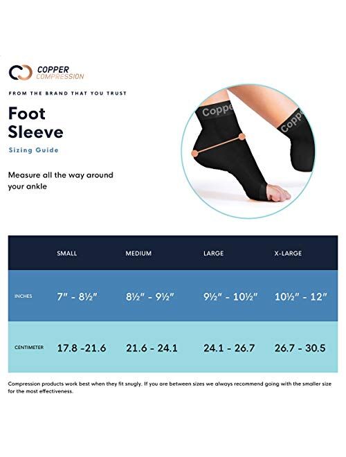 Copper Compression Recovery Foot Sleeves - Ankle and Plantar Fasciitis Support Socks. Guaranteed Highest Copper Planter Fasciitis Sock, Arch Support, Ankle Sleeve. Fit fo