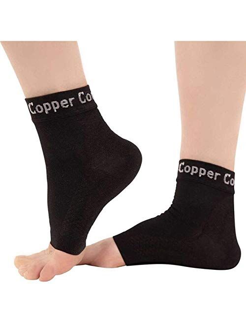 Copper Compression Recovery Foot Sleeves - Ankle and Plantar Fasciitis Support Socks. Guaranteed Highest Copper Planter Fasciitis Sock, Arch Support, Ankle Sleeve. Fit fo