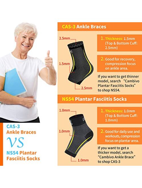 CAMBIVO Plantar Fasciitis Socks for Men & Women(2 Pairs) Compression Foot Sleeves Ankle Support for Relieves Achilles Tendonitis, Heel Spur Pain, and Reduces Swelling wit